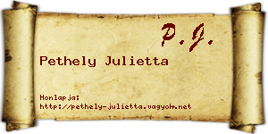 Pethely Julietta névjegykártya
